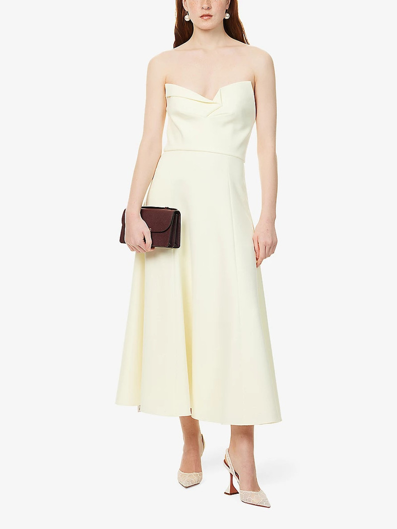 ROLAND MOURET Asymmetric bandeau crepe midi dress outlook