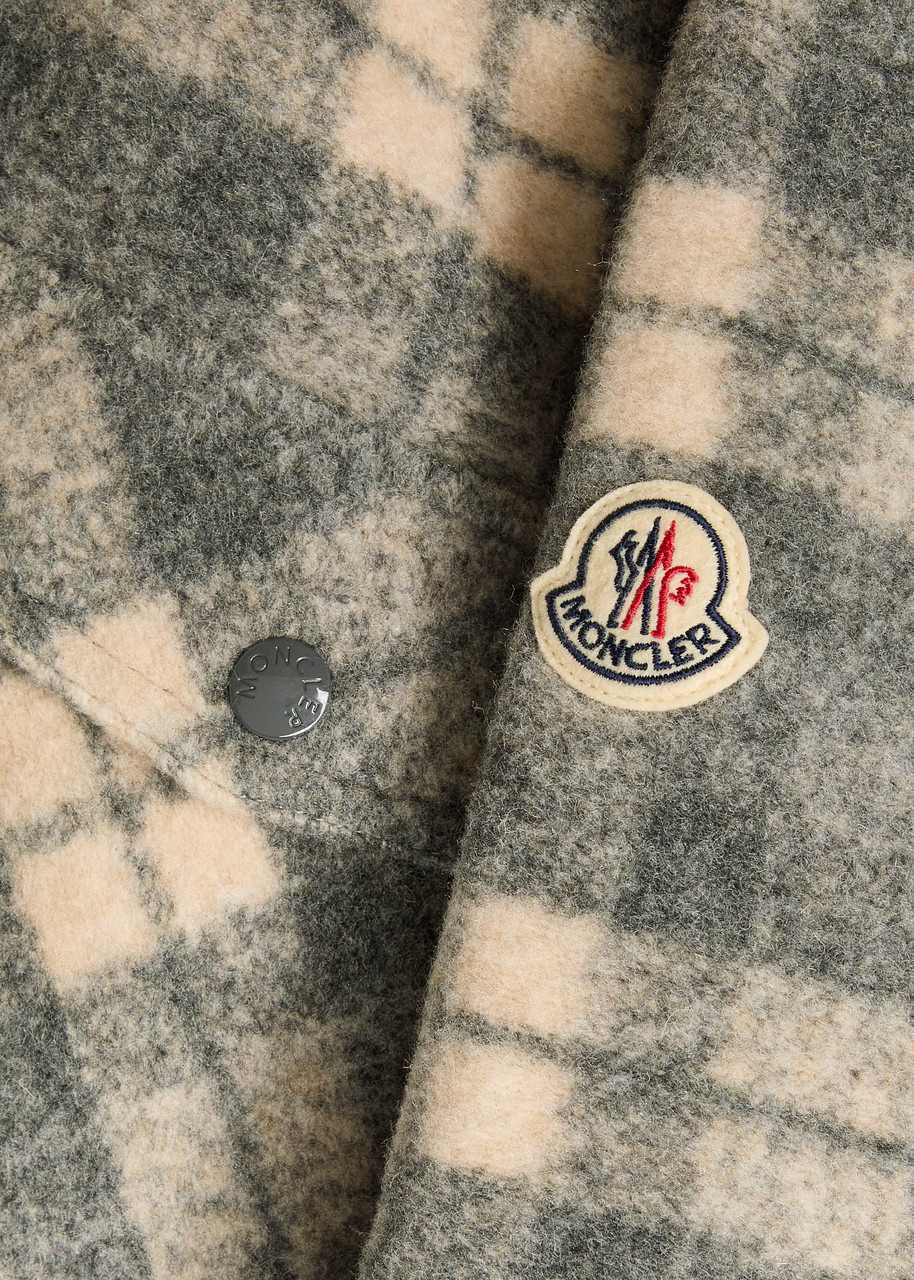 Moncler Logo Checked-intarsia Felt Overshirt - 5