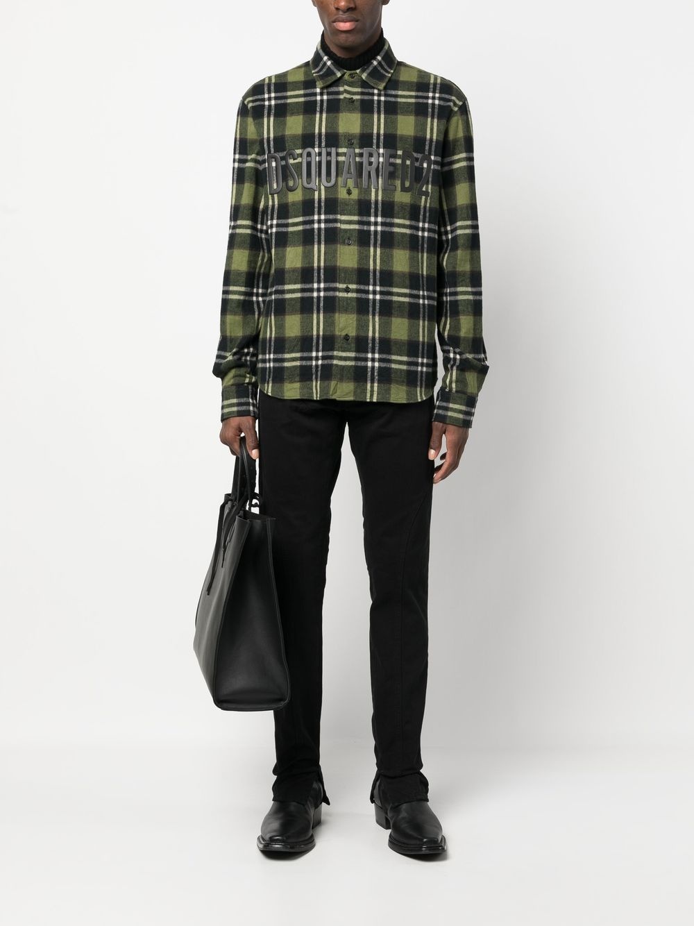 plaid-print flannel shirt - 2