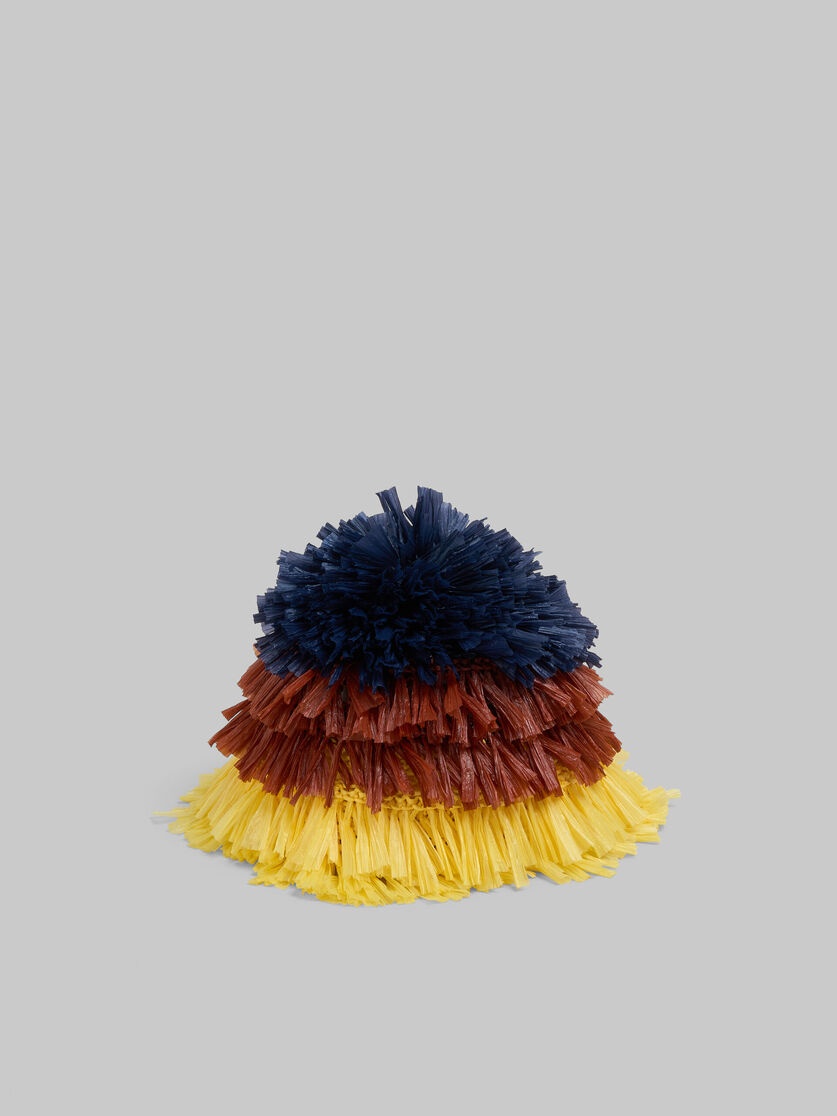 BLUE BROWN AND YELLOW RAFFIA-EFFECT BUCKET HAT - 3