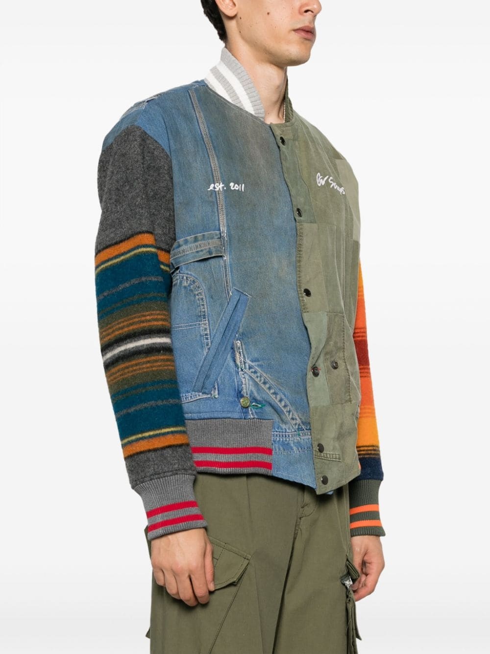 colour-block panelled bomber jacket - 3