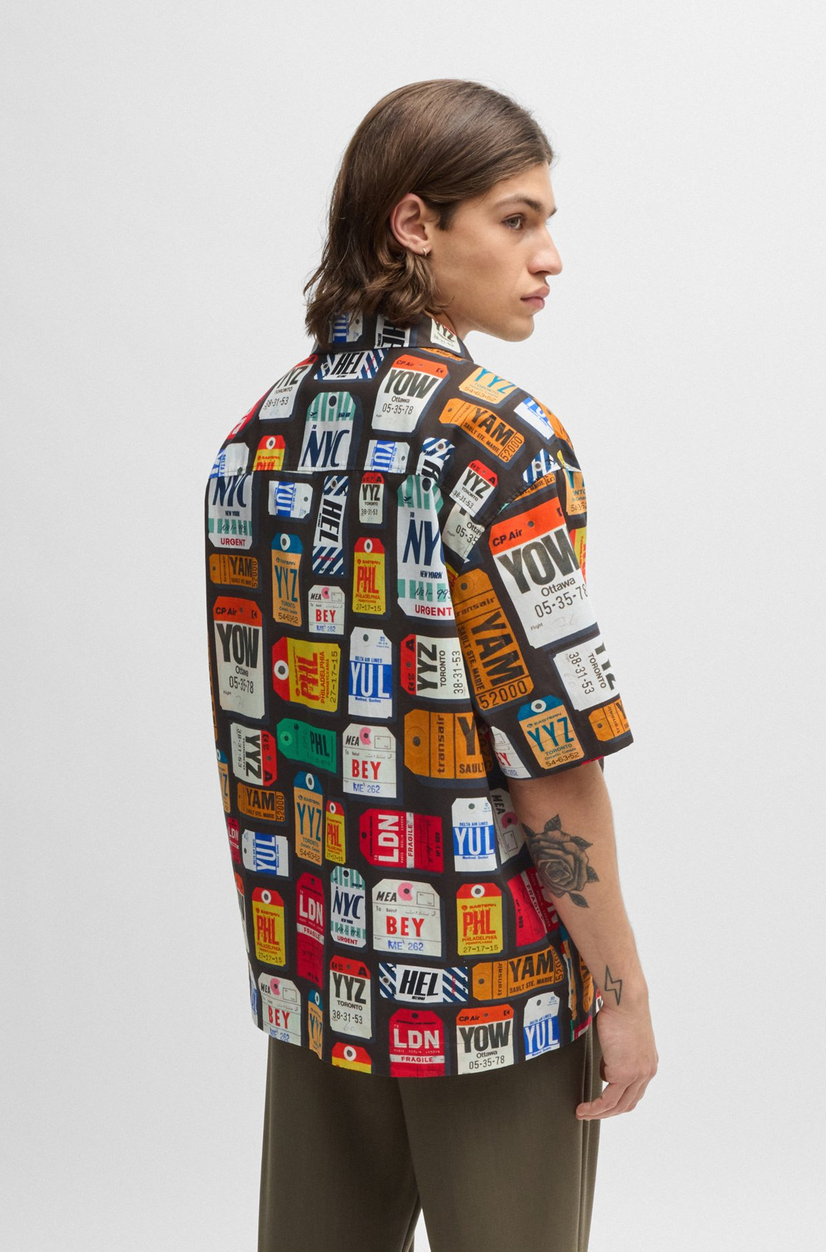 OVERSIZE-FIT SHIRT IN SEASONAL-PRINT COTTON POPLIN - 5