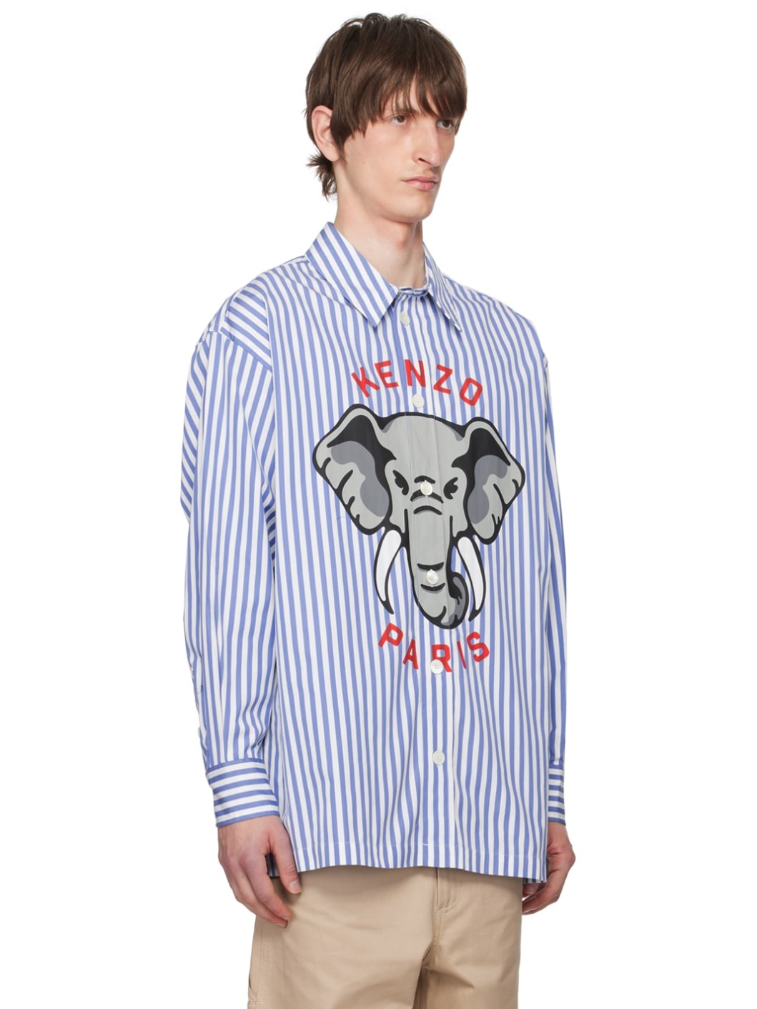 White & Blue Kenzo Paris Elephant Shirt - 2