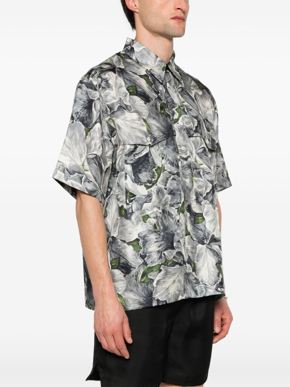floral-print bowling shirt - 3