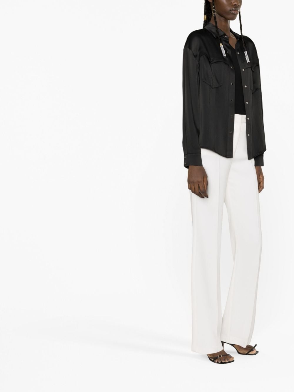 Western-style satin shirt - 4