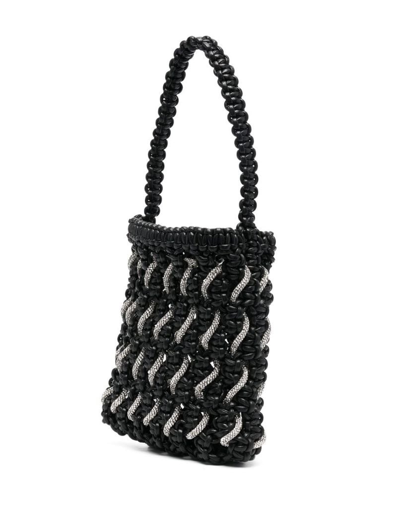 crystal-detail woven tote bag - 3