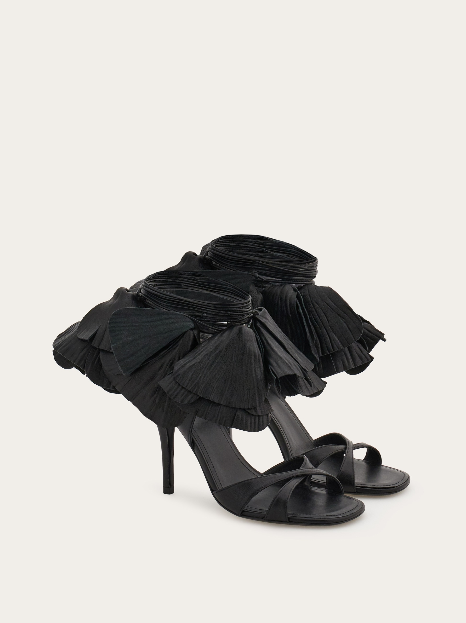 Flower embellished high heel sandal - 2
