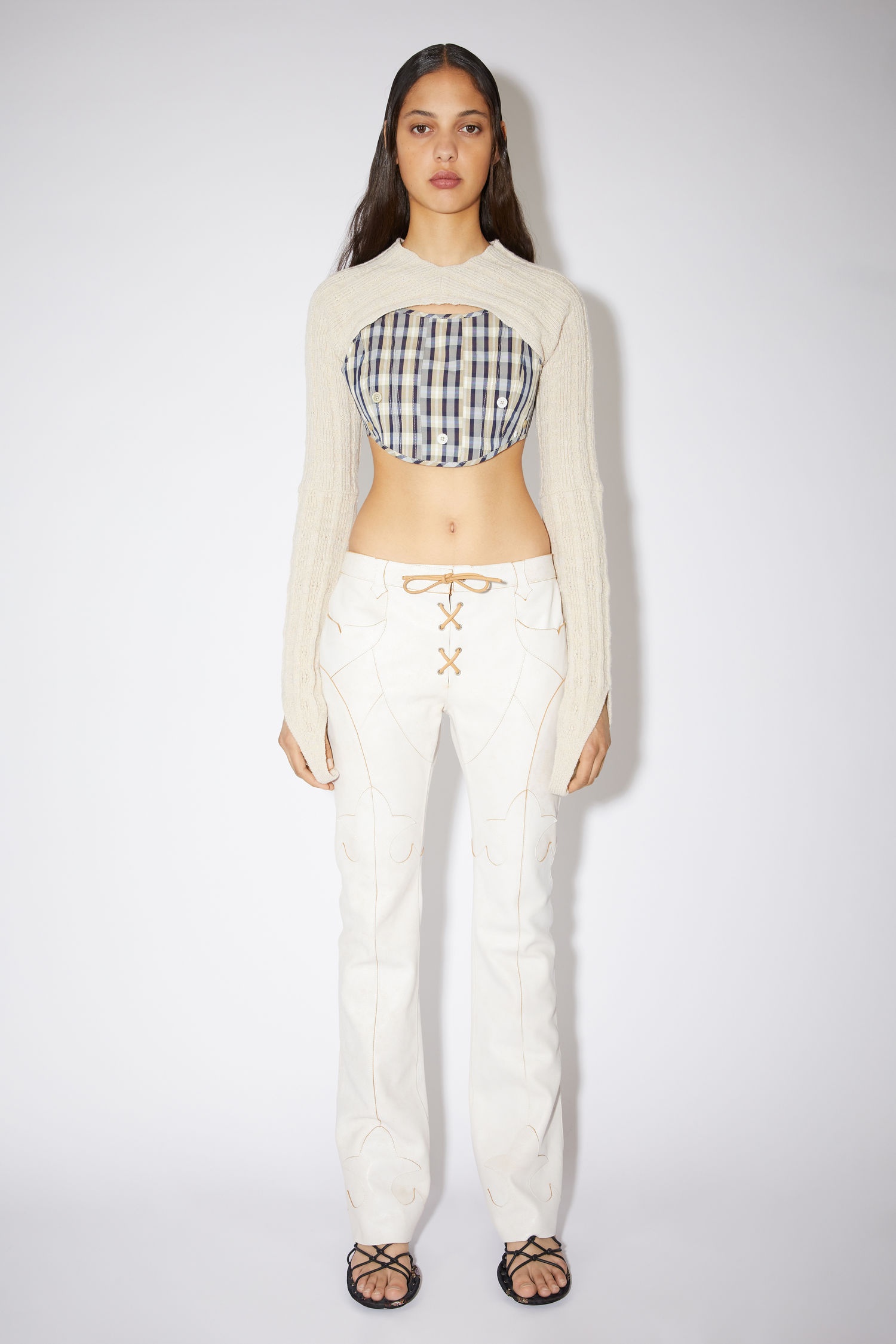 Leather trousers - White/beige - 2