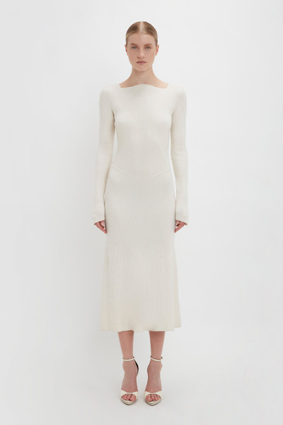 Victoria Beckham Knitted Circle Panel Dress In Off-White outlook