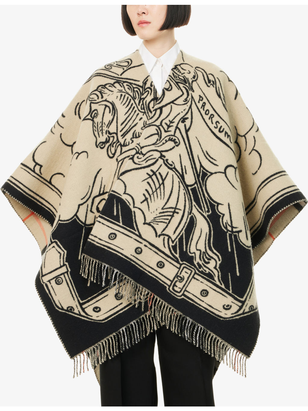 Stormy Knight Fringed Wool Cape - 3