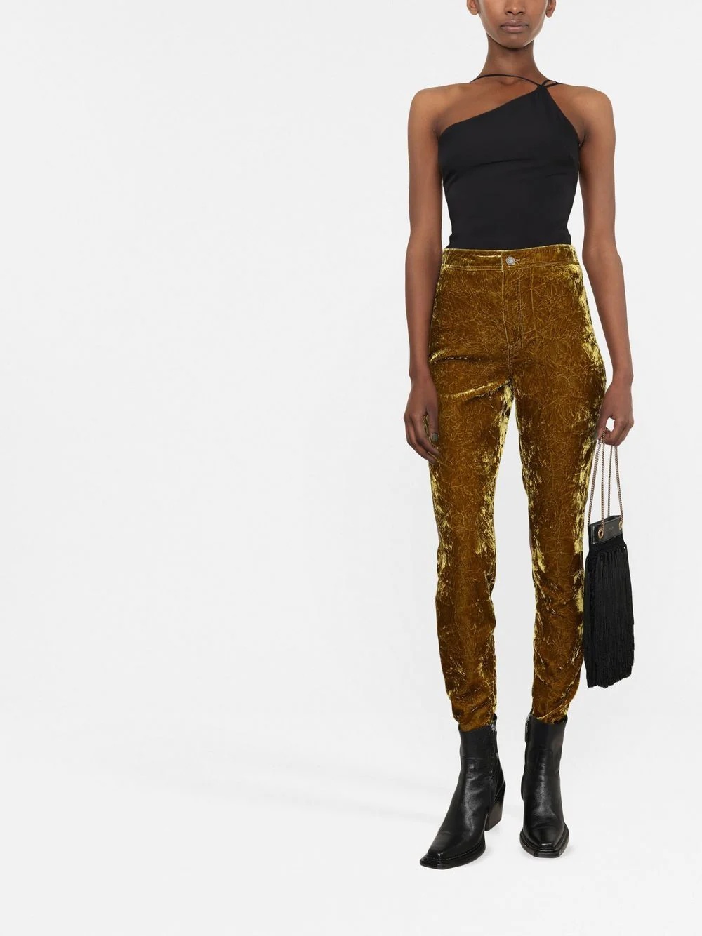 velvet-effect slim-cut trousers - 2