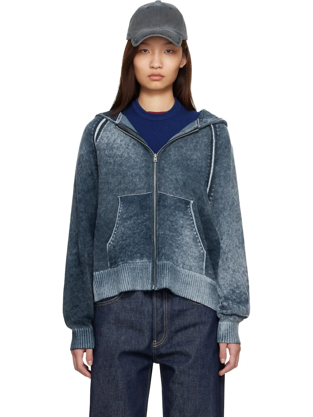 Navy Zipper Hoodie - 1