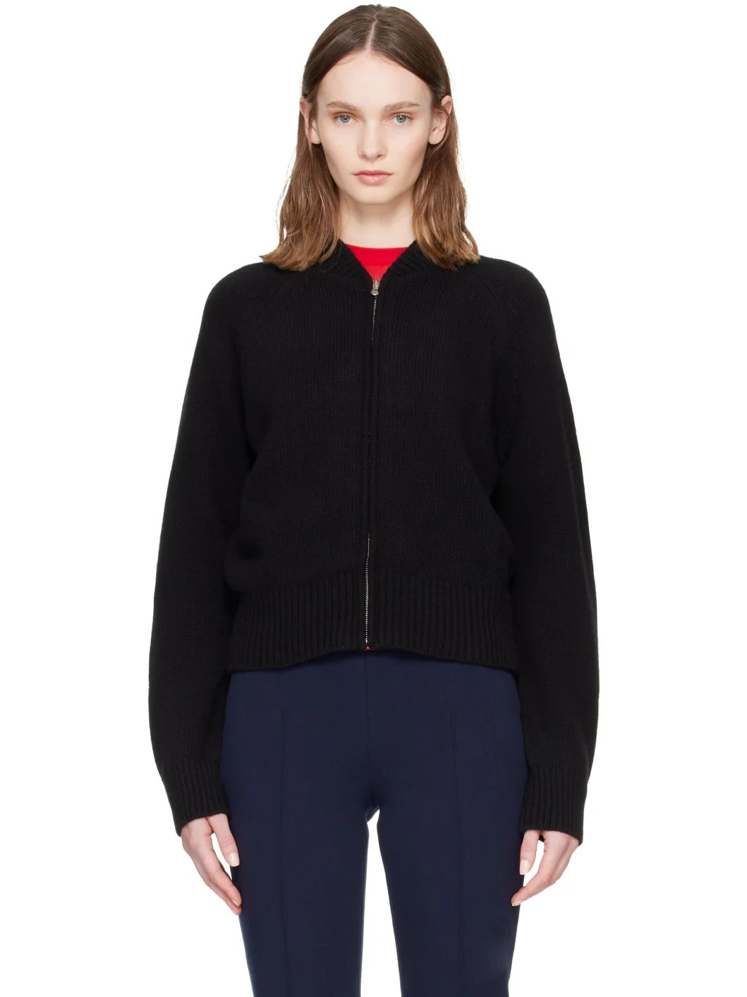 Black Velma Zip Up Sweater - 1