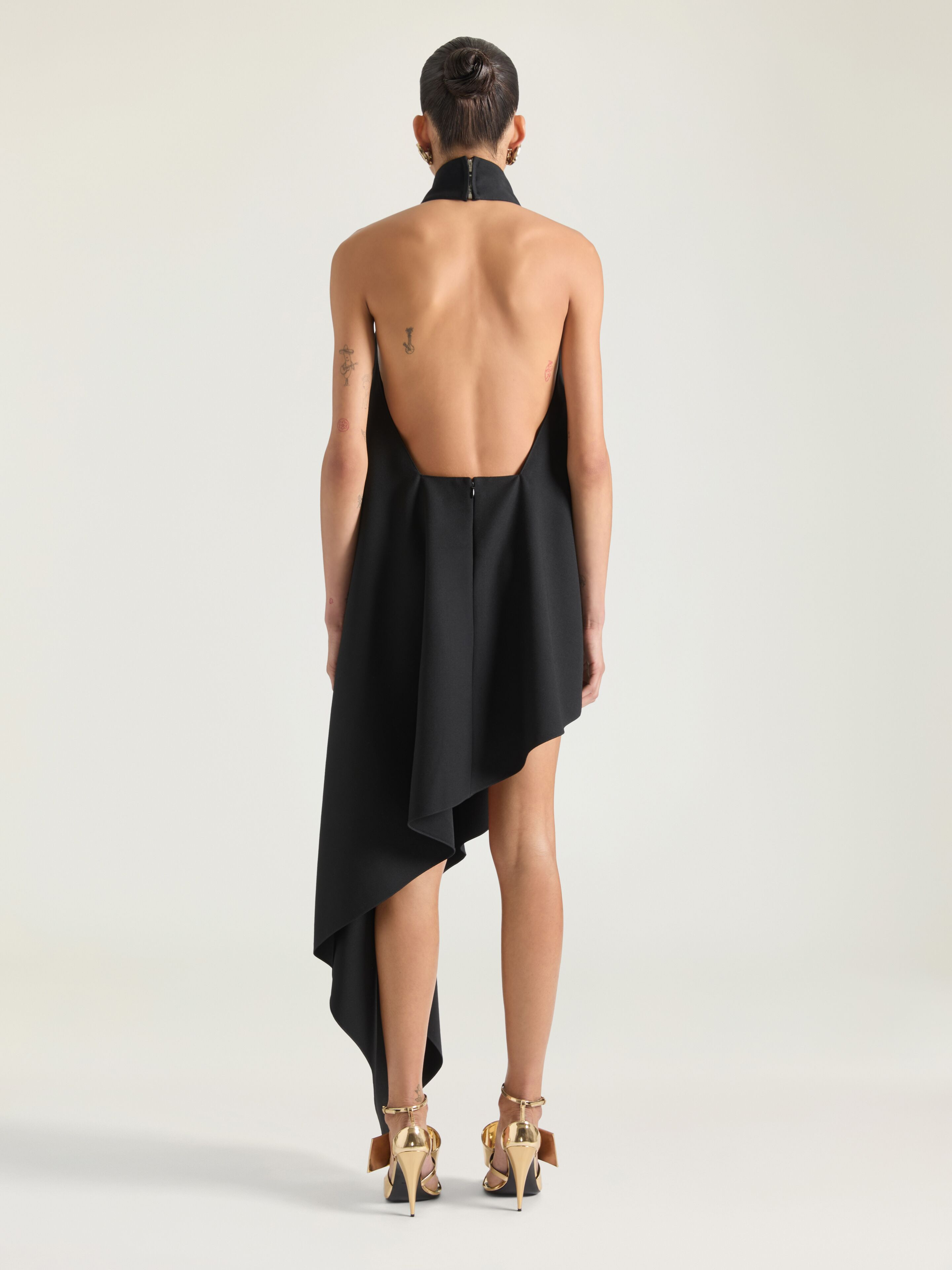 ASYMMETRIC HALTERNECK DRESS IN WOOL - 3