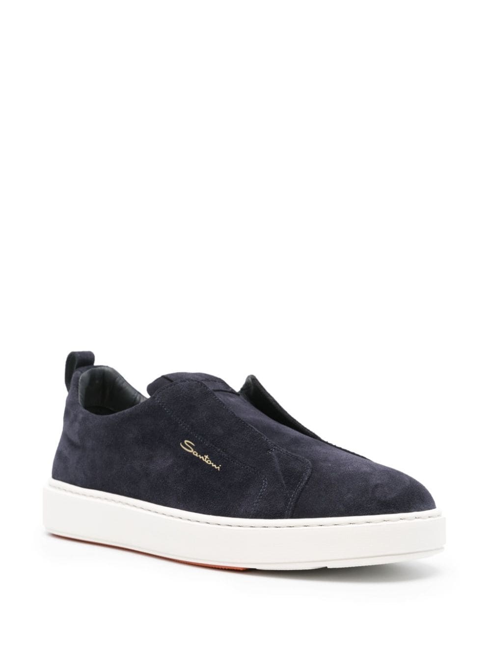 logo-lettering suede sneakers - 2