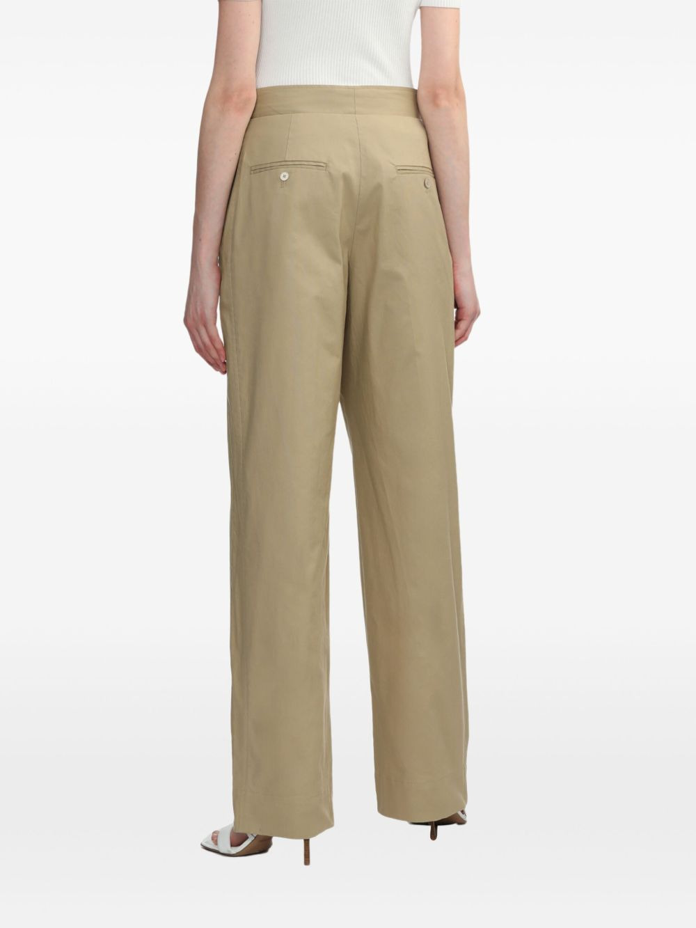 belted waist tabs straight-leg trousers - 4