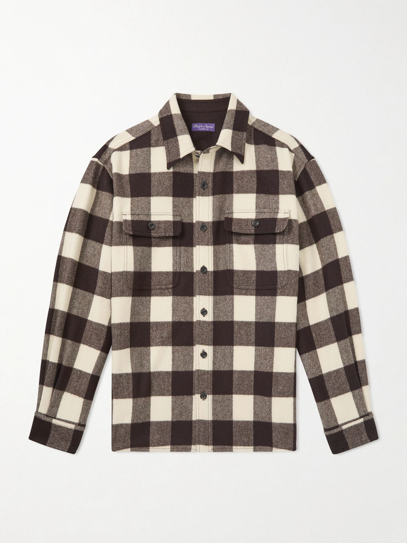Gable Checked Wool Shirt Brown 1