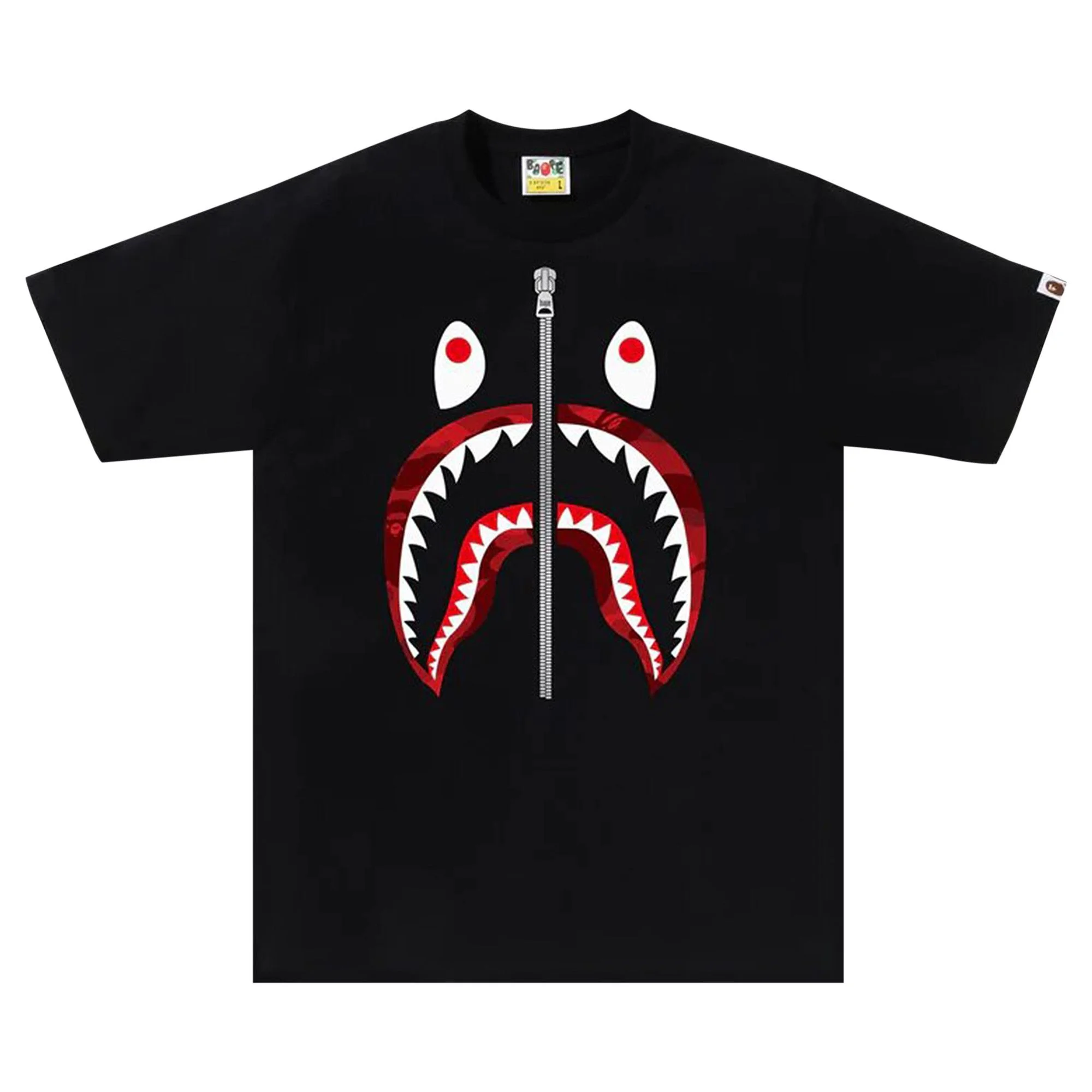 BAPE Color Camo Shark Tee 'Black/Red' - 1