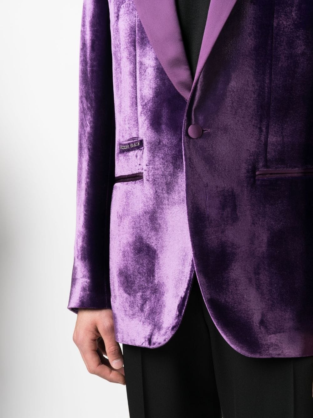 single-breasted velvet blazer - 5