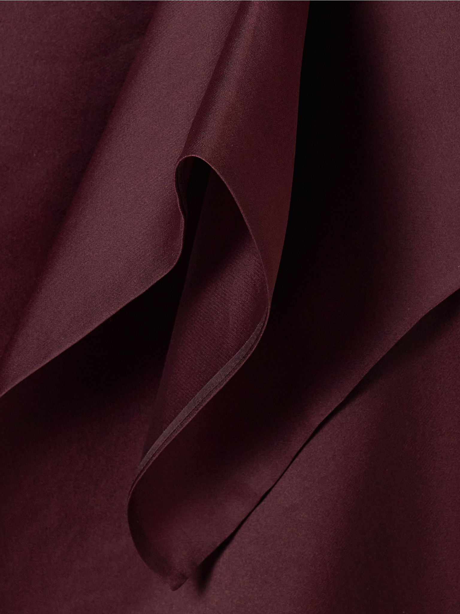 Nina asymmetric draped silk-organza midi skirt Burgundy - 4