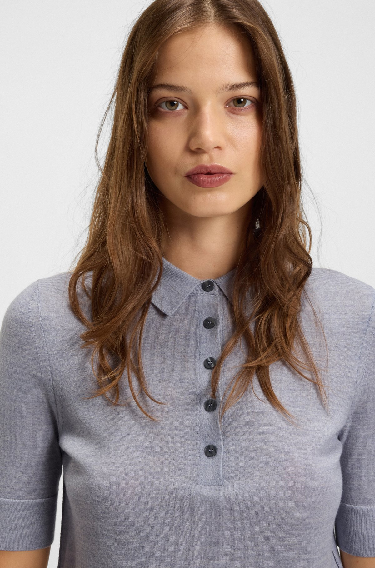 SHORT-SLEEVED WOOL POLO SWEATER WITH MOISTURE MANAGEMENT - 5