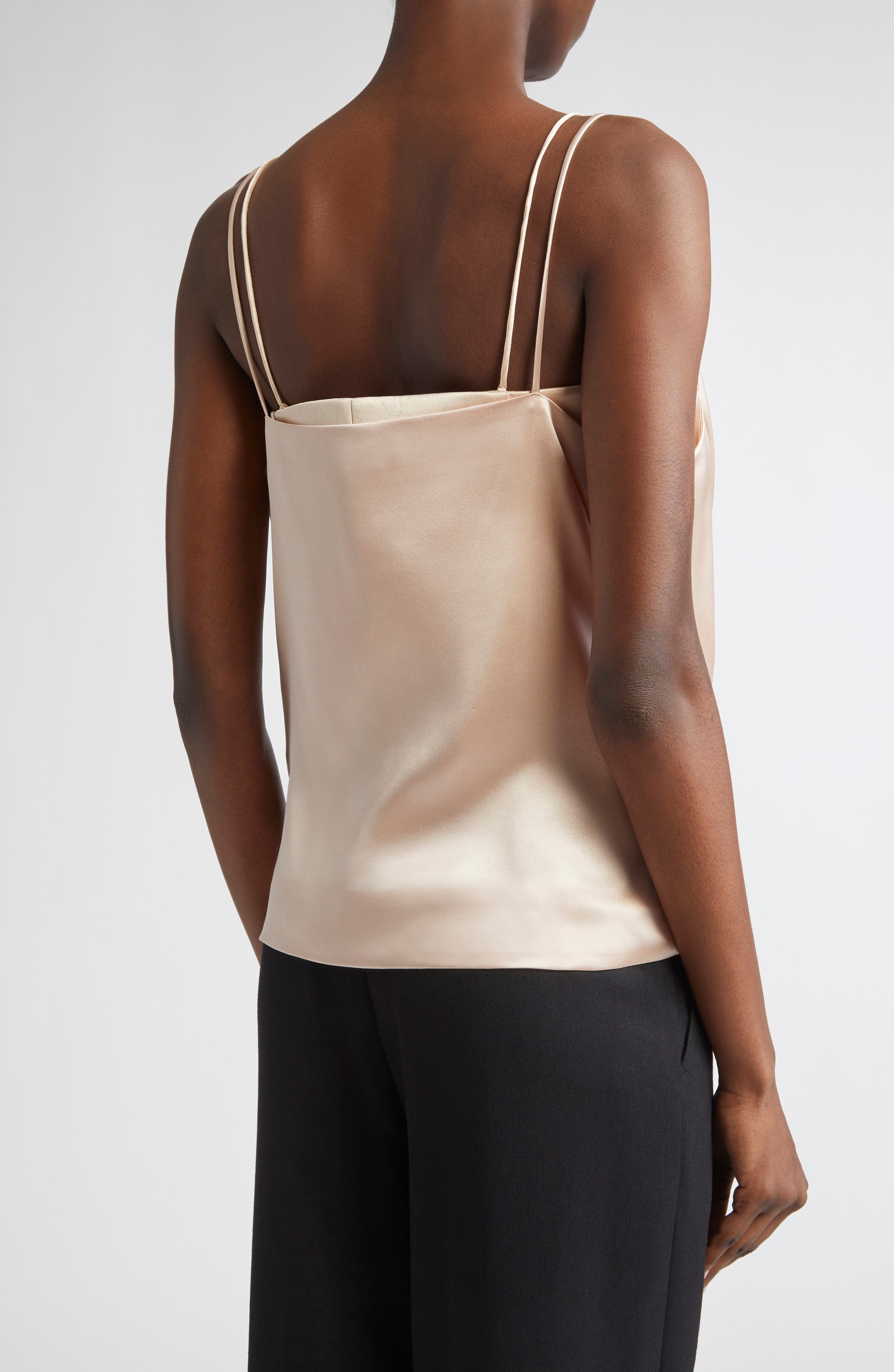Balmain Draped Satin Bustier Top in Light Beige at Nordstrom - 2