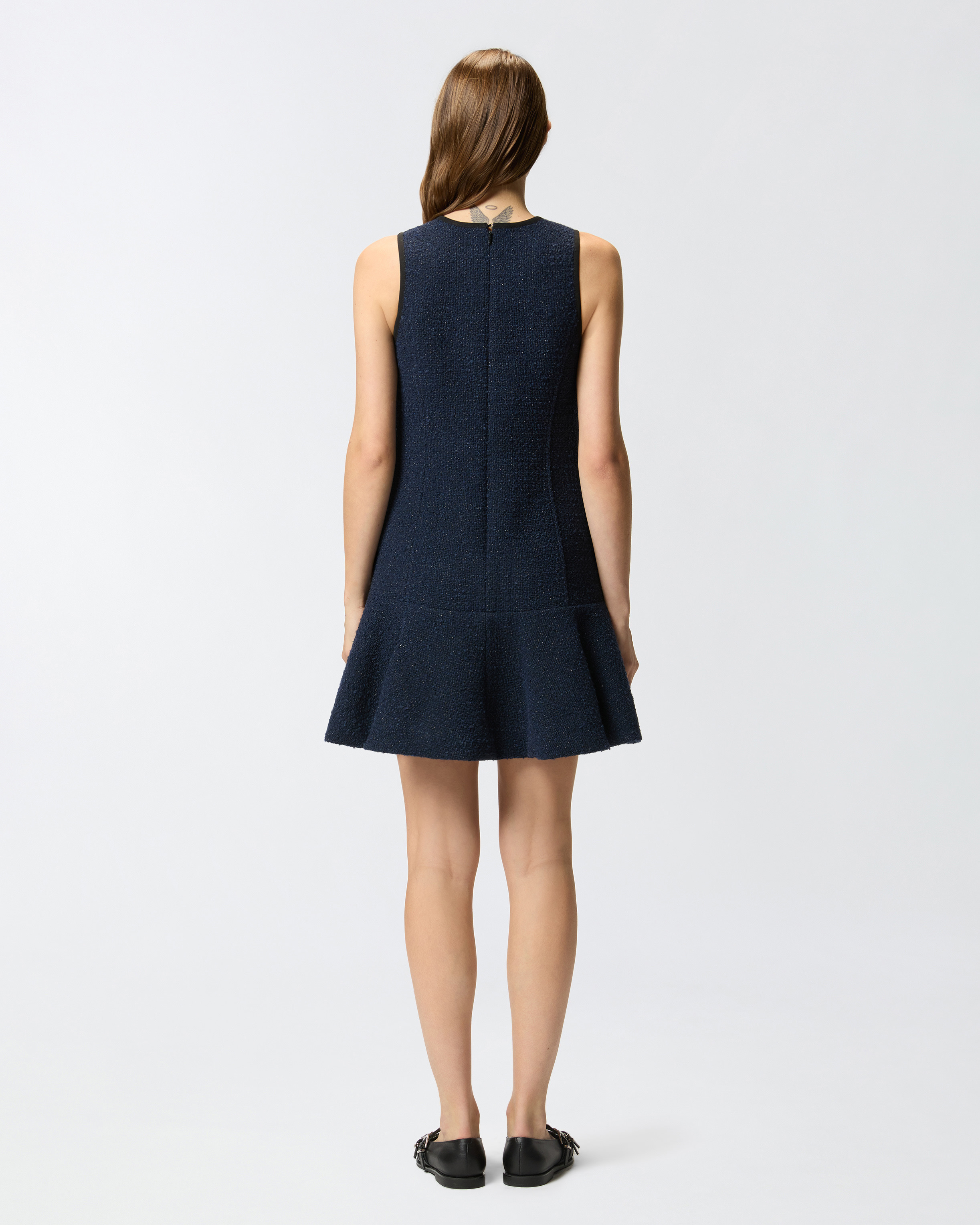 FLARED SLEEVELESS DRESS IN PATTERNED TWEED - 4
