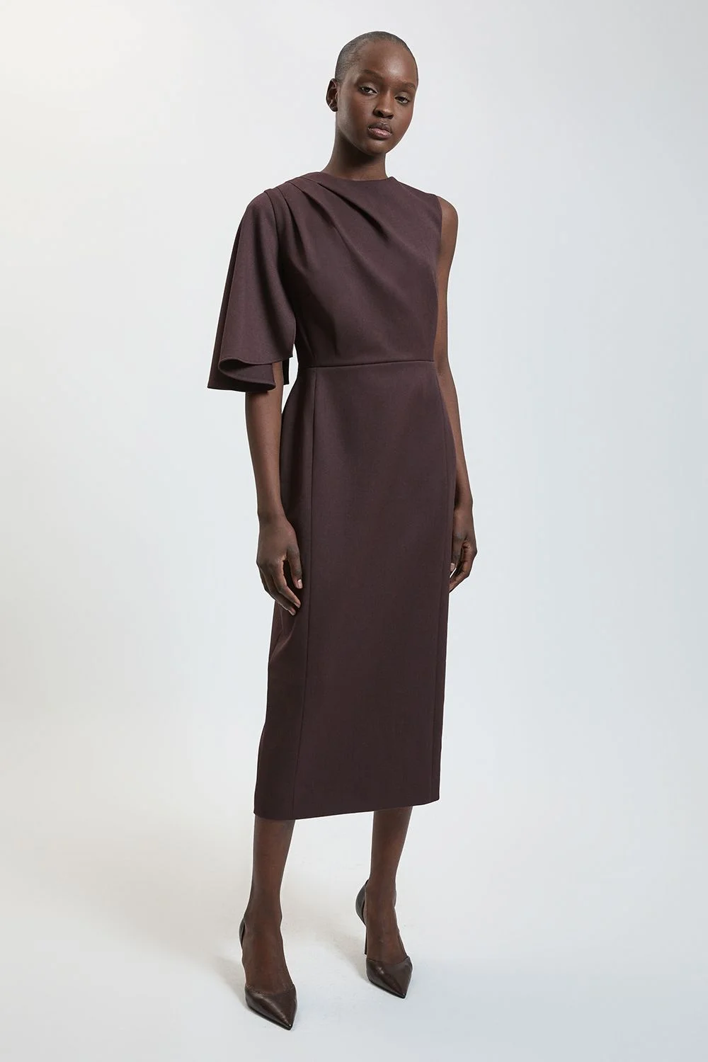 Tailored Drape Detail Midi Dress - 1