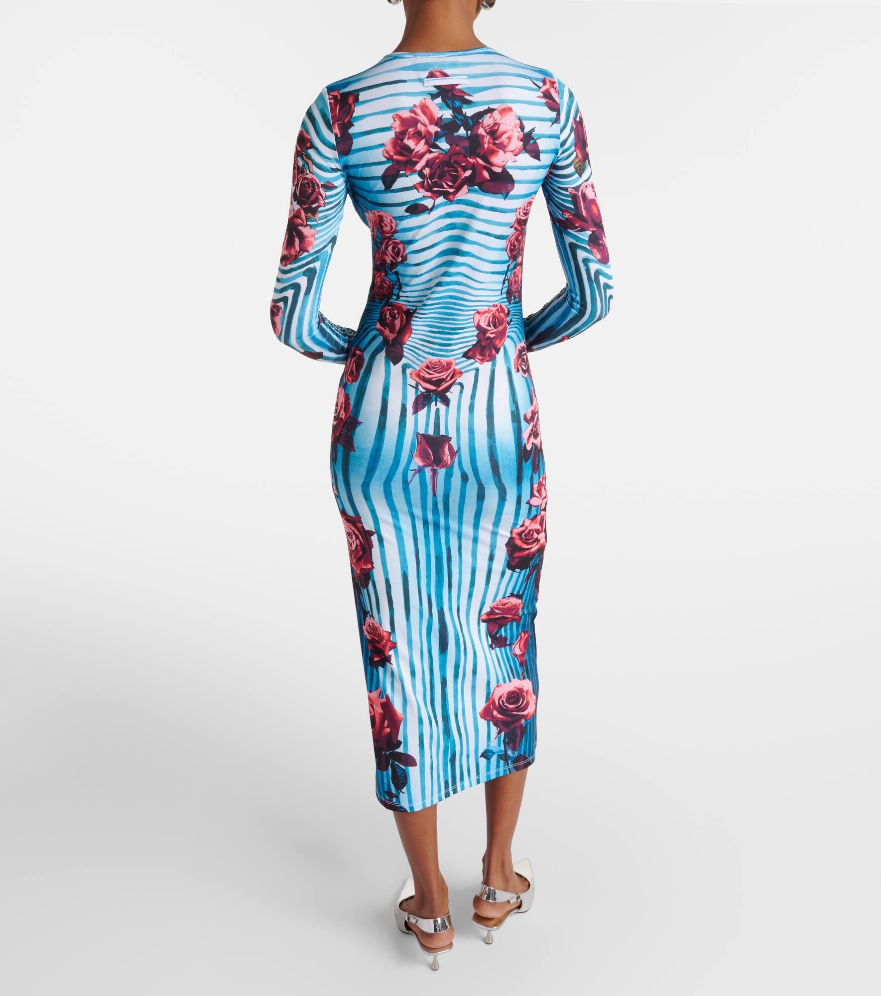 Floral jersey midi dress - 3