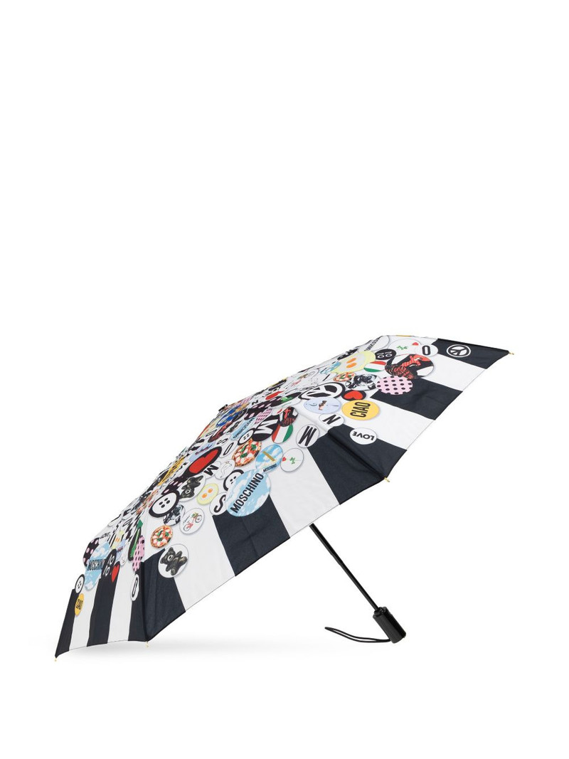 Moschino patterned-border printed umbrella outlook