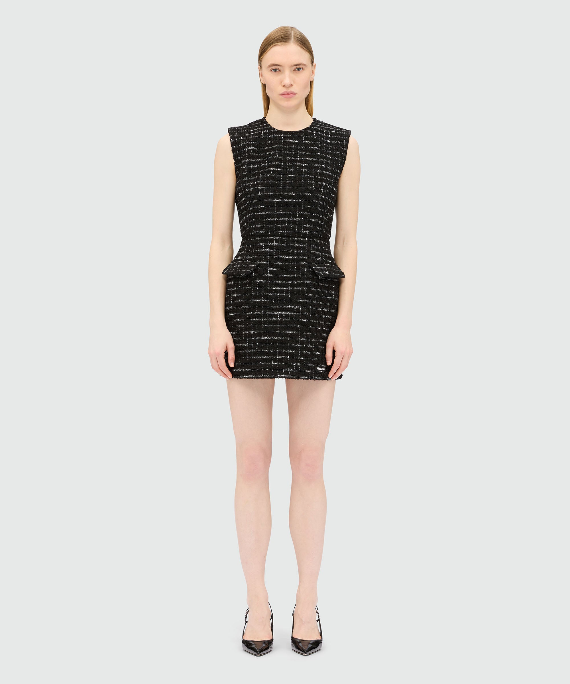 Black mini dress in doubled tweed - 2