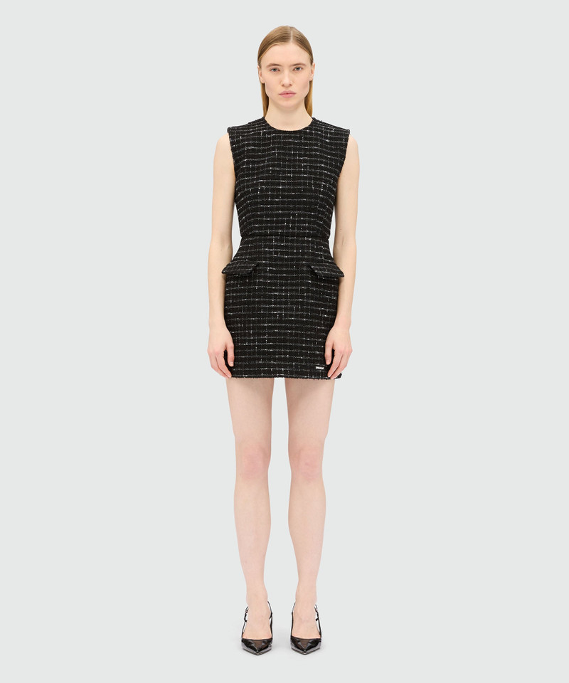 MSGM Black mini dress in doubled tweed outlook