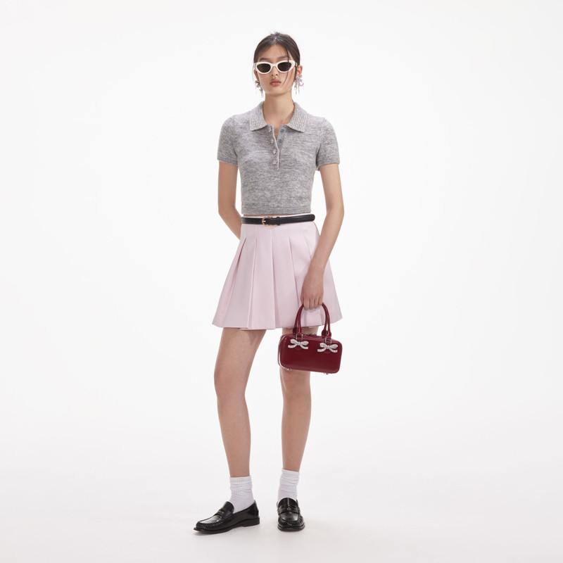 Grey Melange Diamante Knit Top 1