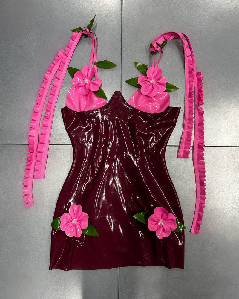 HIBISCUS FLORAL LATEX DRESS 1