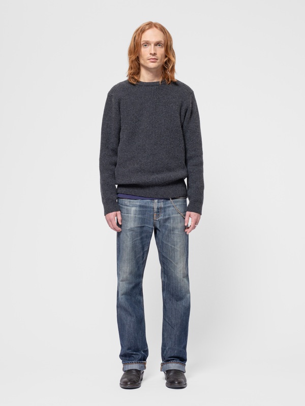 August Rib Wool Sweater Antracitemelange - 2