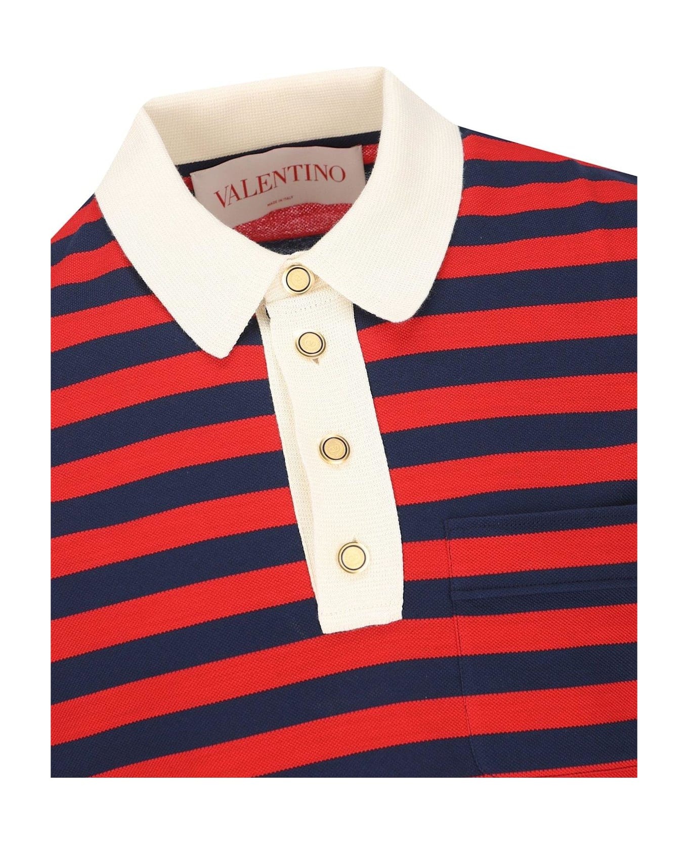Striped Button Detailed Polo Shirt - 3