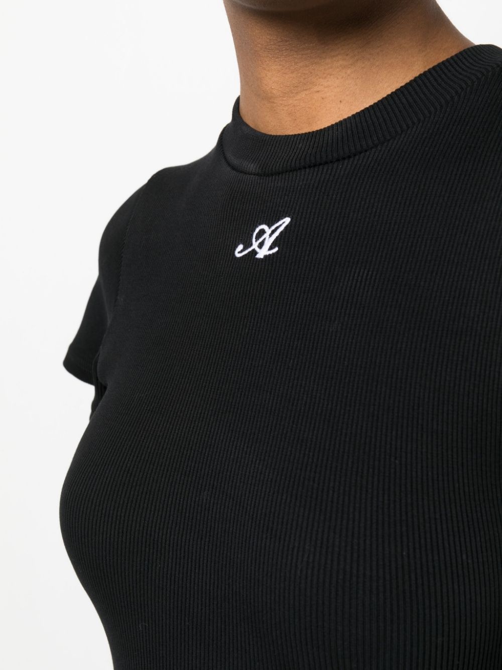 embroidered logo ribbed minidress - 5