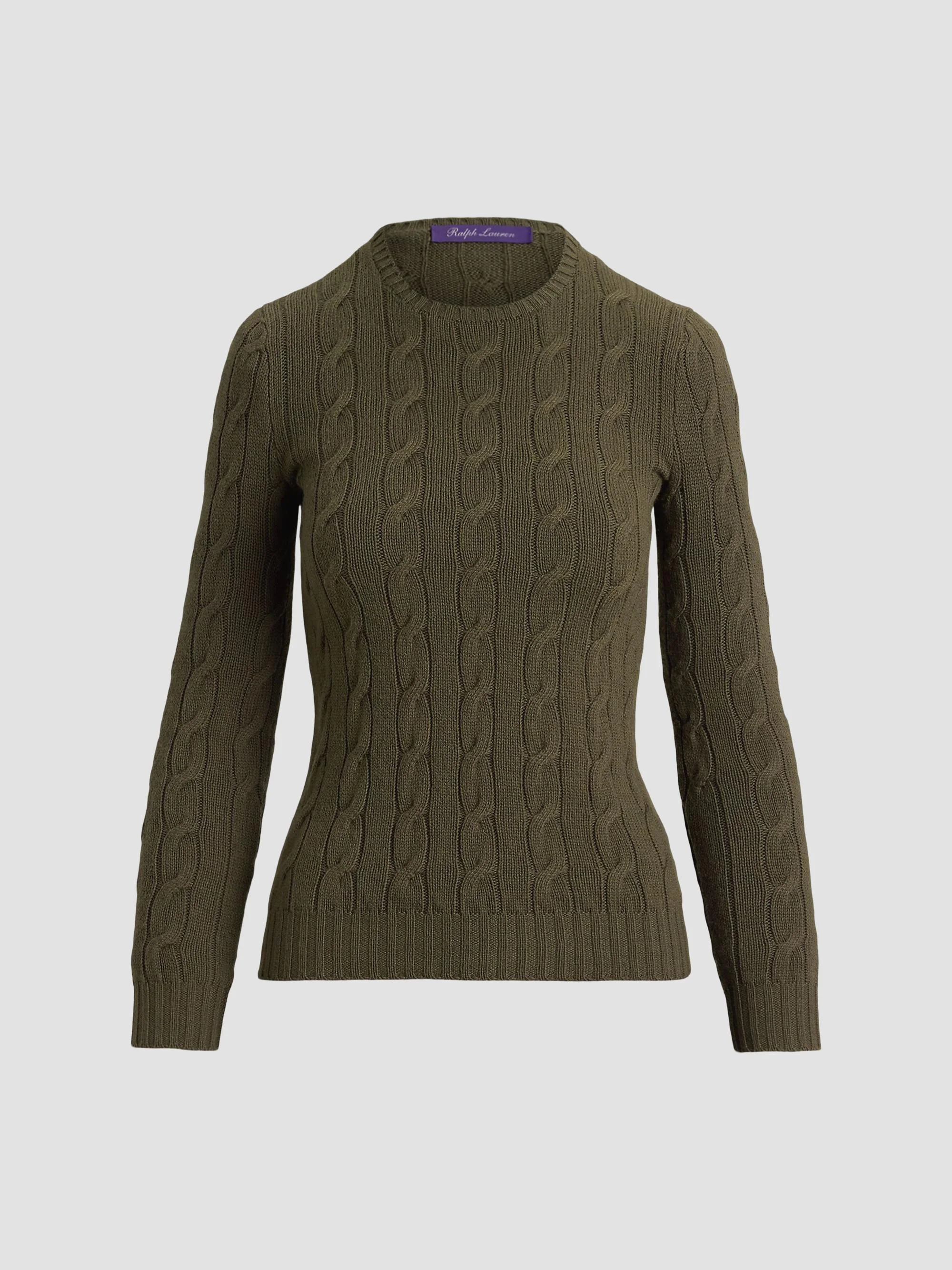 Women's Cable-Knit Cashmere Crewneck Sweater - Cypress - 1
