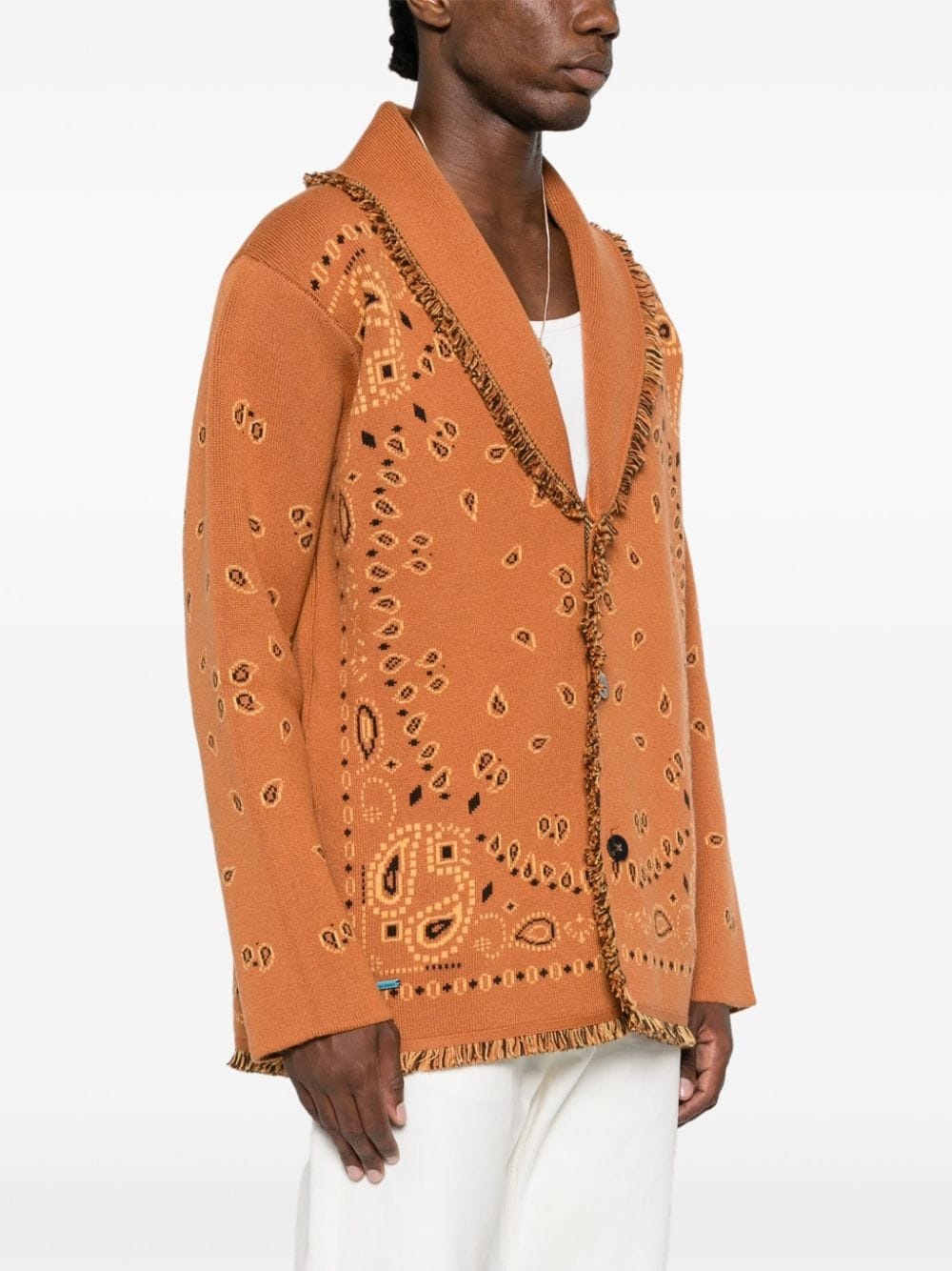bandana-jacquard cashmere cardigan - 3
