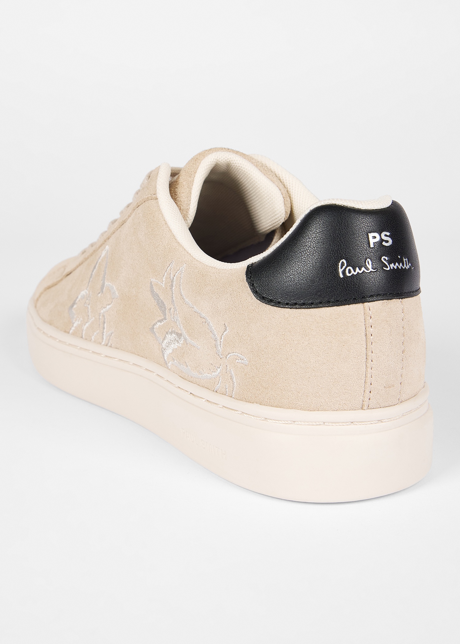 Ecru Suede 'Rex' Embroidery Trainers - 3
