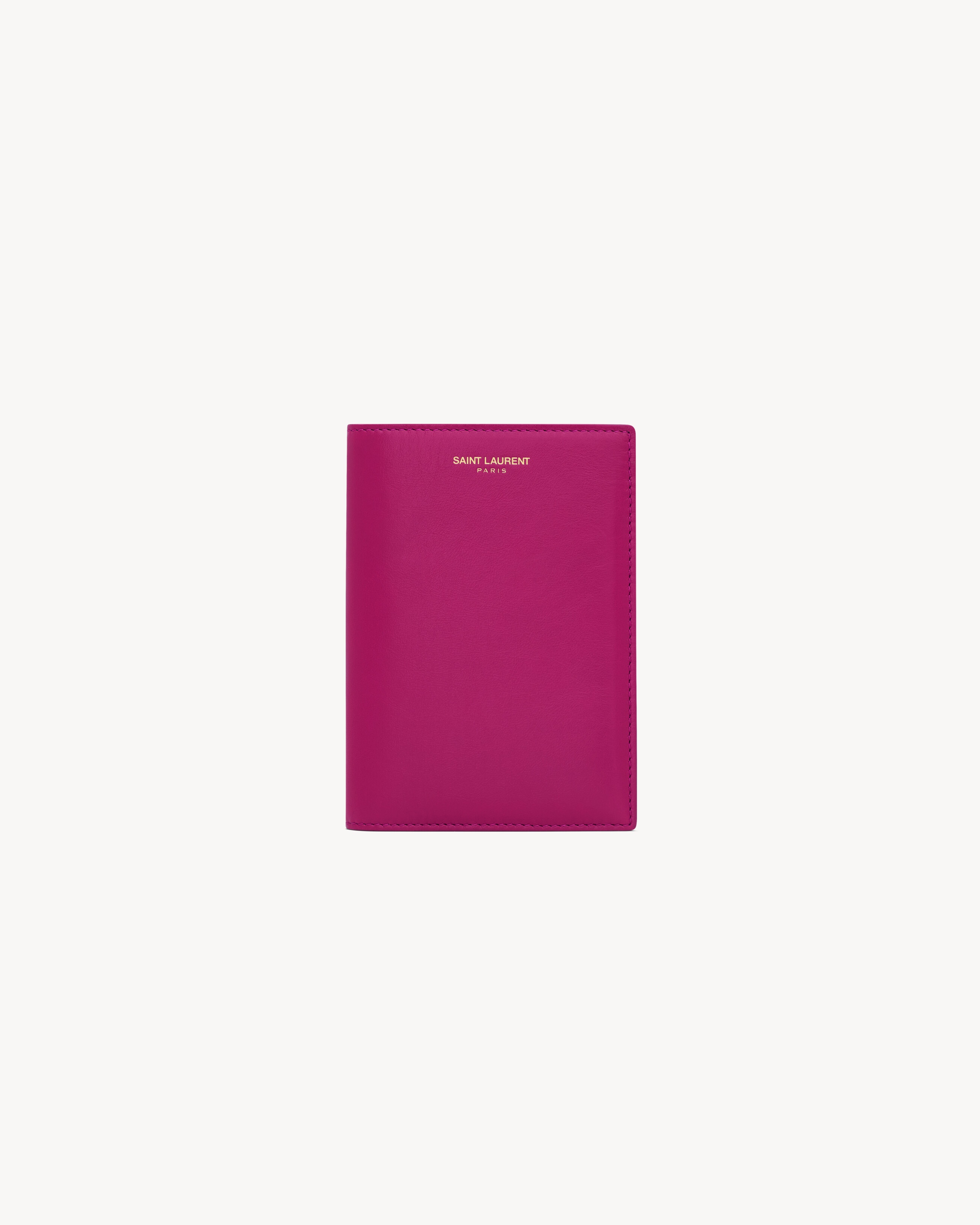 SAINT LAURENT PARIS PASSPORT CASE IN SHINY LEATHER - 1