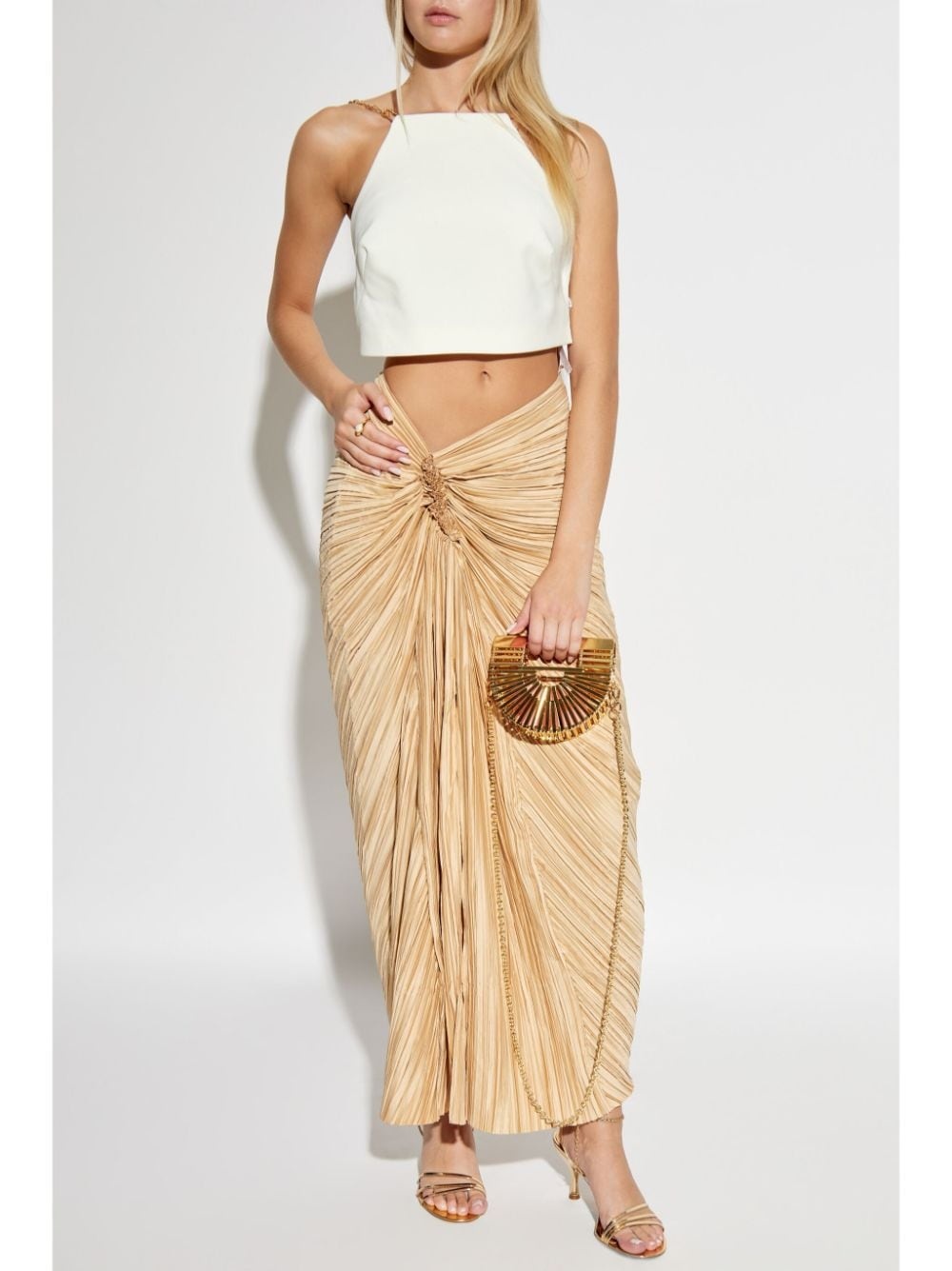 draped-detailed midi skirt - 2