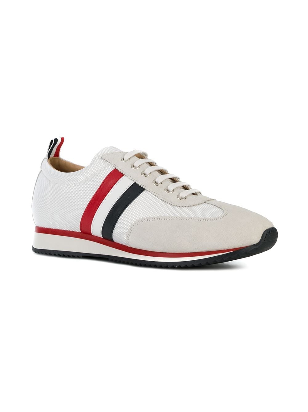 Running Shoe With Red, White And Blue Stripe In Suede & Cotton Blend Tech - 2