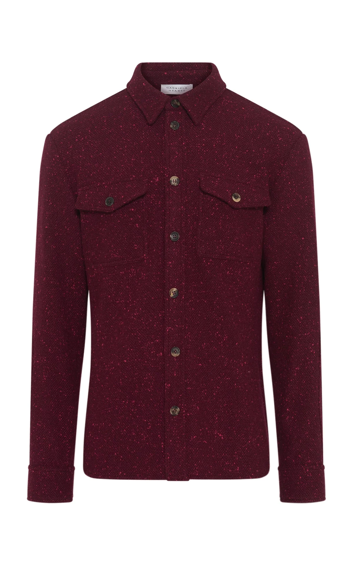 Lucas Overshirt in Bordeaux Speckled Cashmere - 1