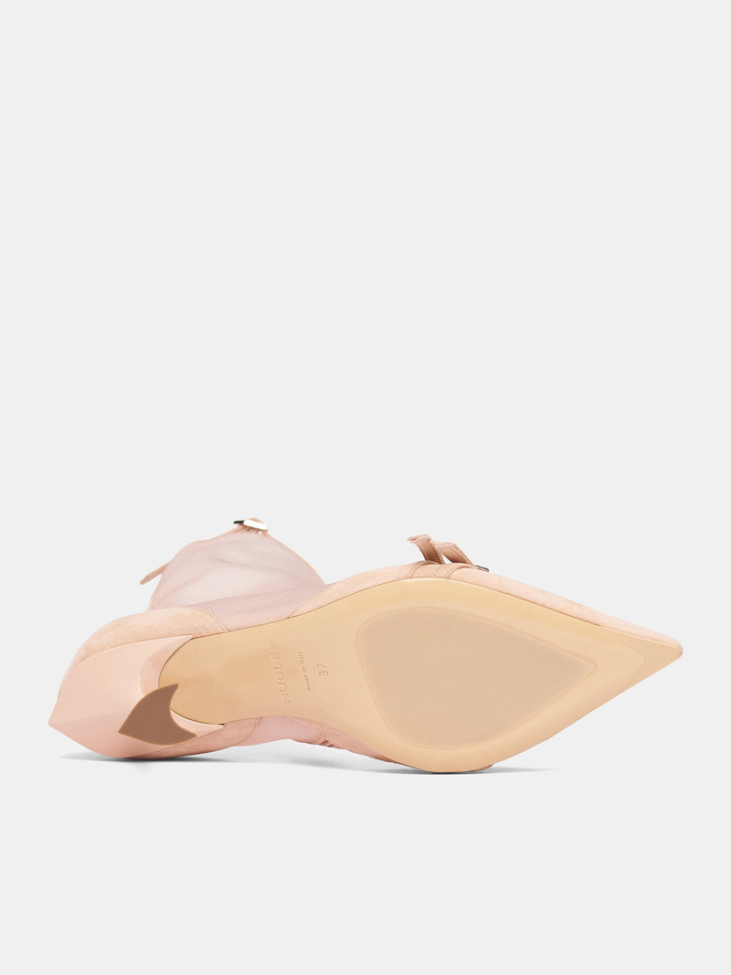 Nude Mesh Suede Kitten Boots 6