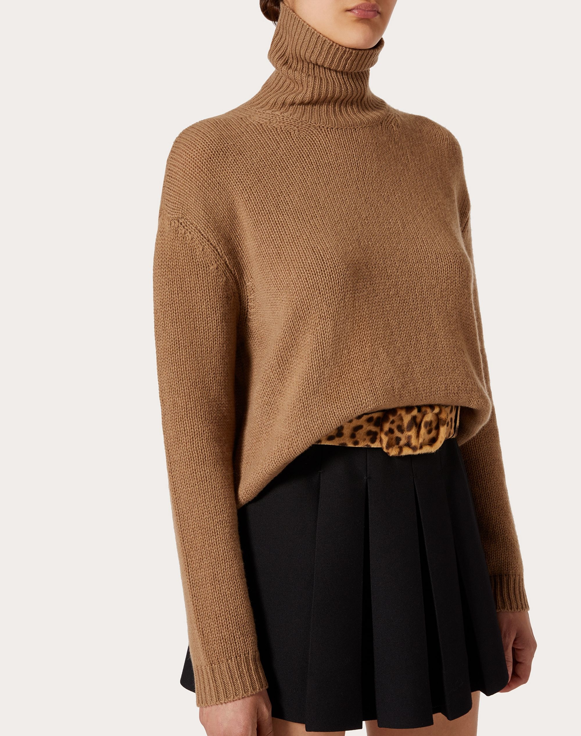 VLOGO SIGNATURE CALF HAIR BELT WITH LEOPARD PRINT - 5