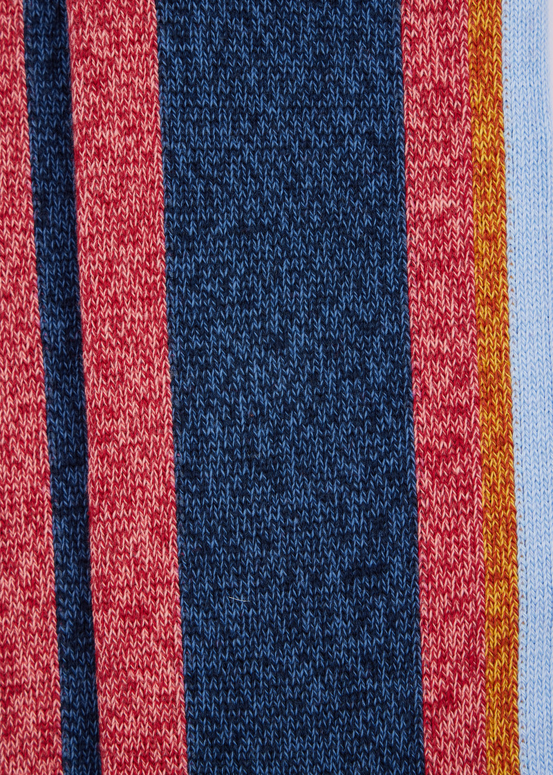 Dark Blue Cotton-Blend Vertical Stripe Socks 3