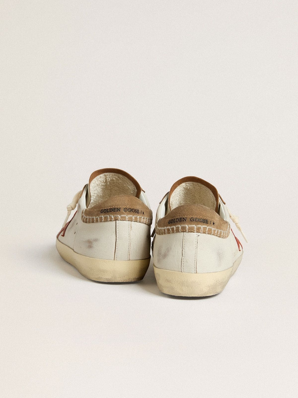 Super-Star LTD in nappa leather with orange leather star and tobacco suede heel tab - 4