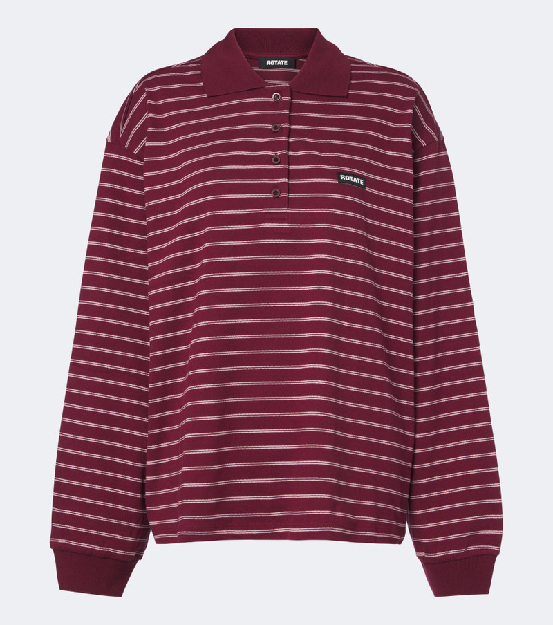 Striped cotton-blend piqué polo sweater 1