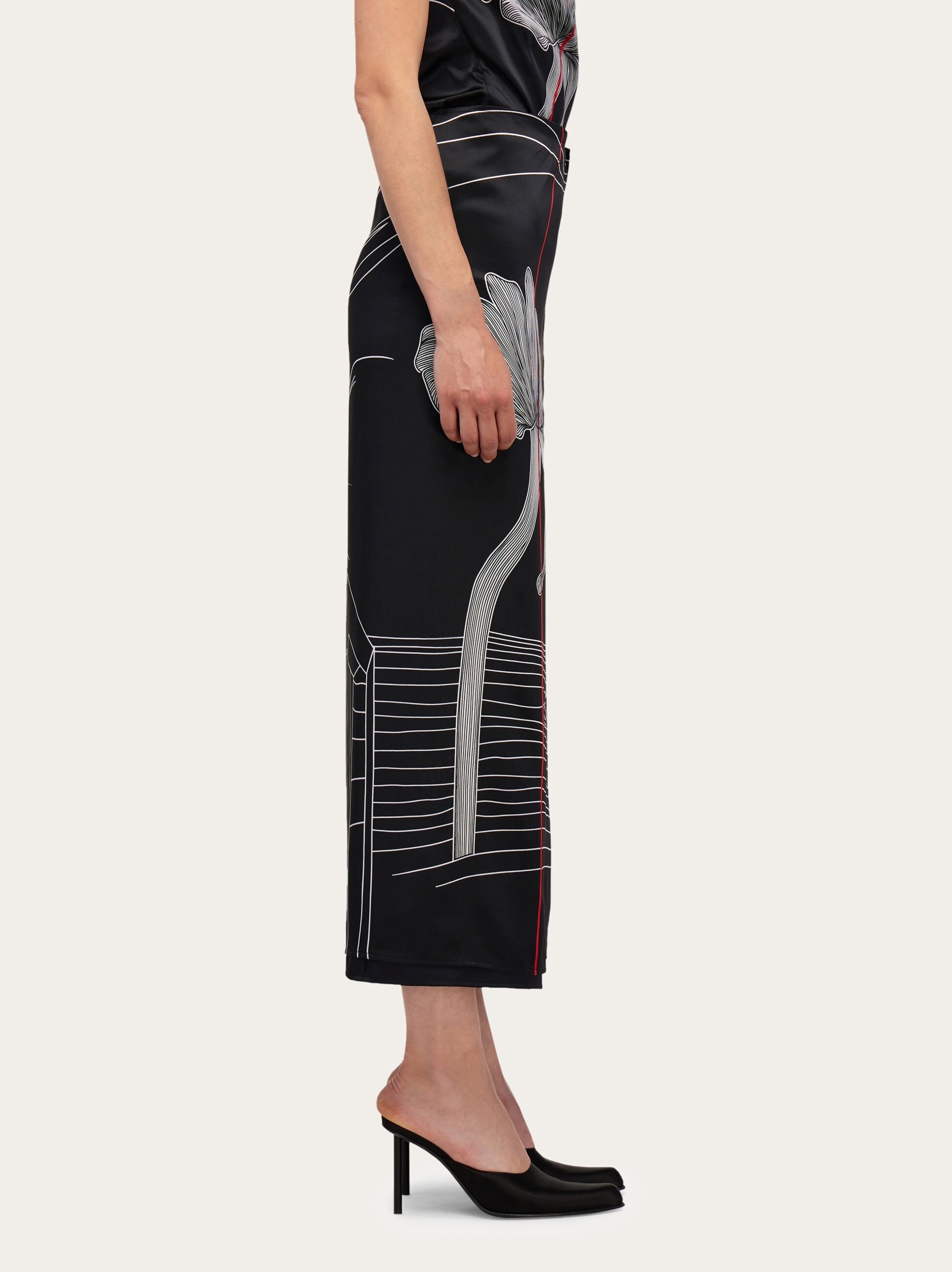 Printed silk longline skirt - 3